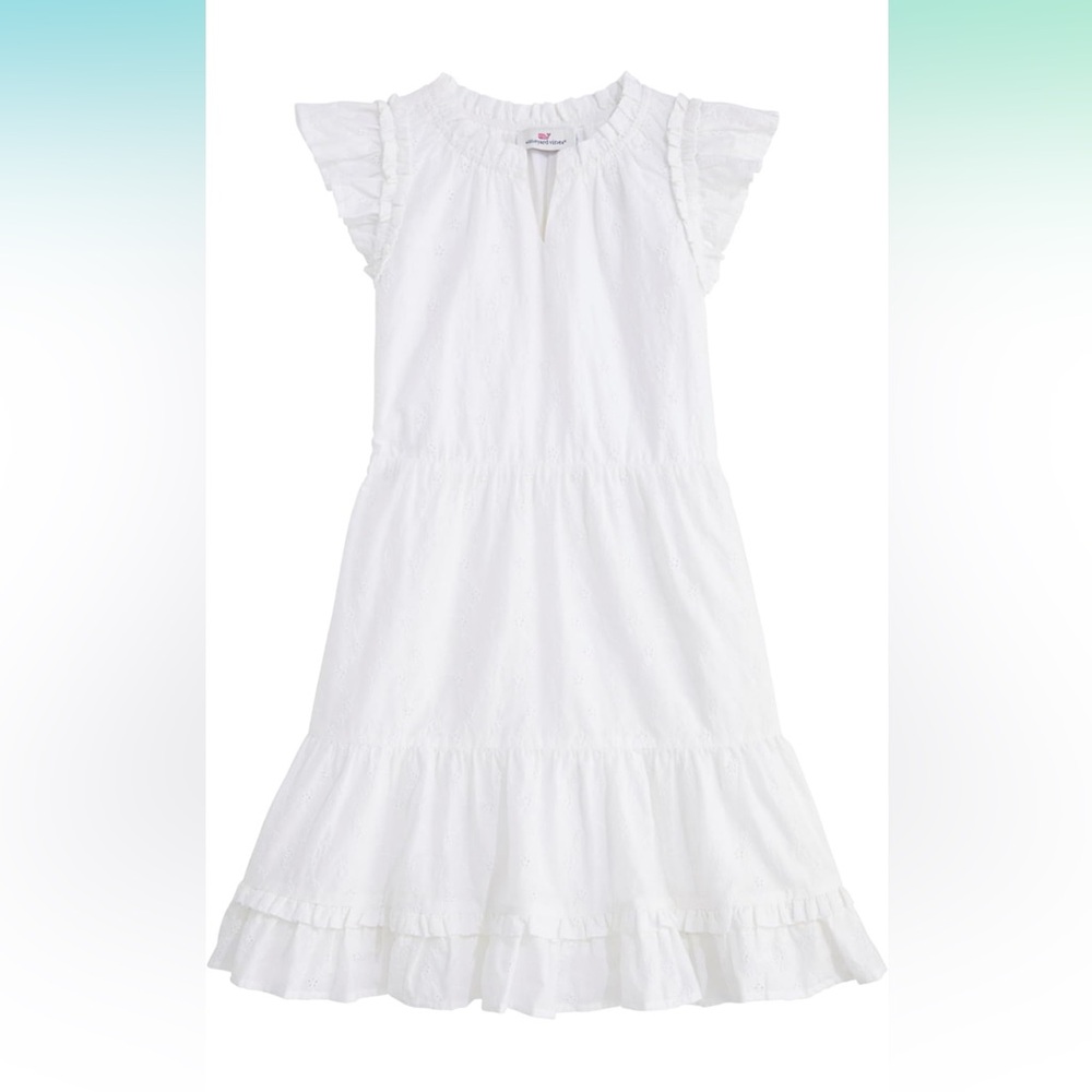 Vineyard Vines White Tiered Ruffled Sundress eyelit